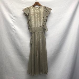 Chloe Beige Ruffle Dress, Size 10